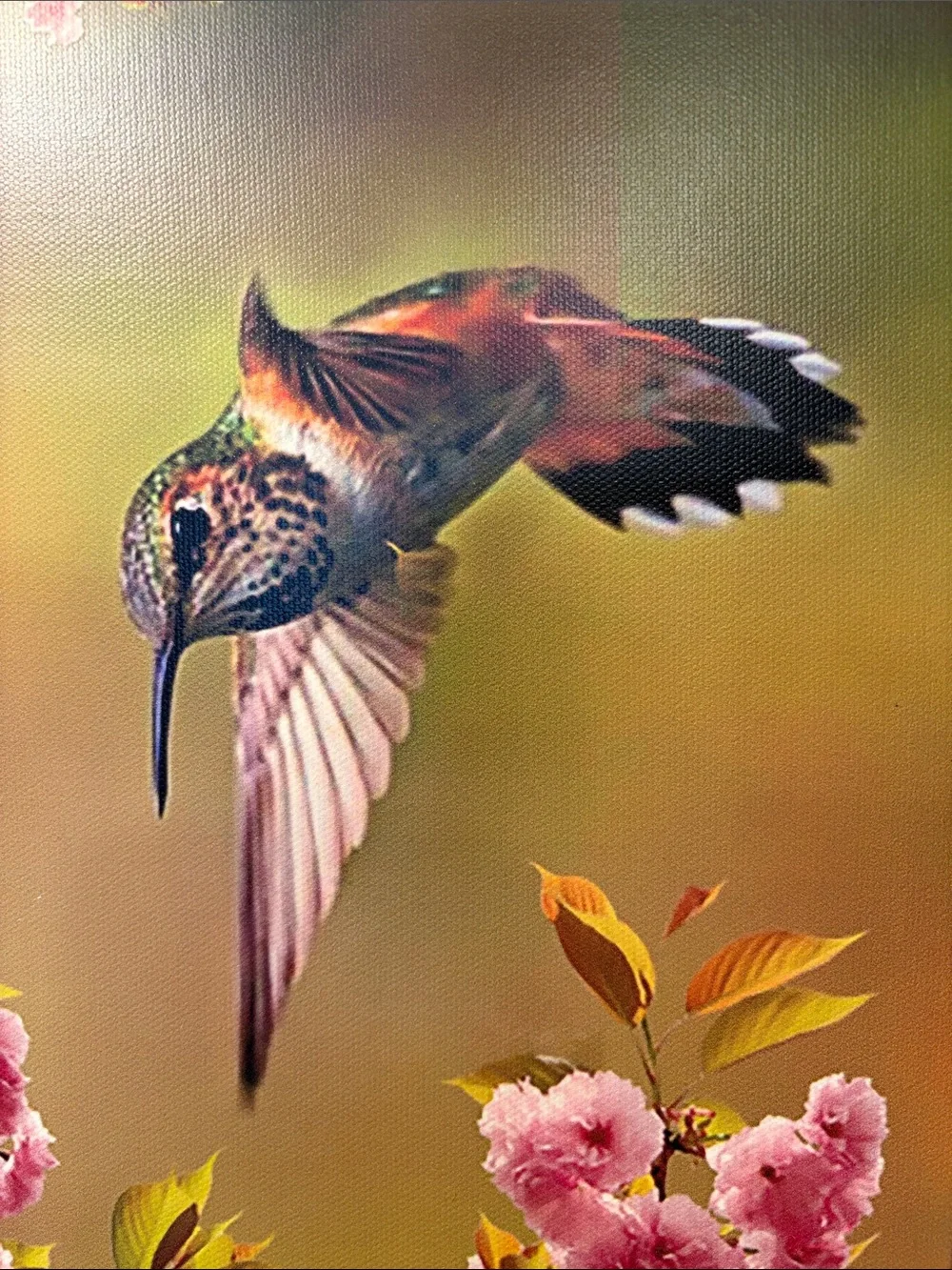 Hummingbird Floral Canvas Wall Art Set - Pink & Green - Picture 10 of 10